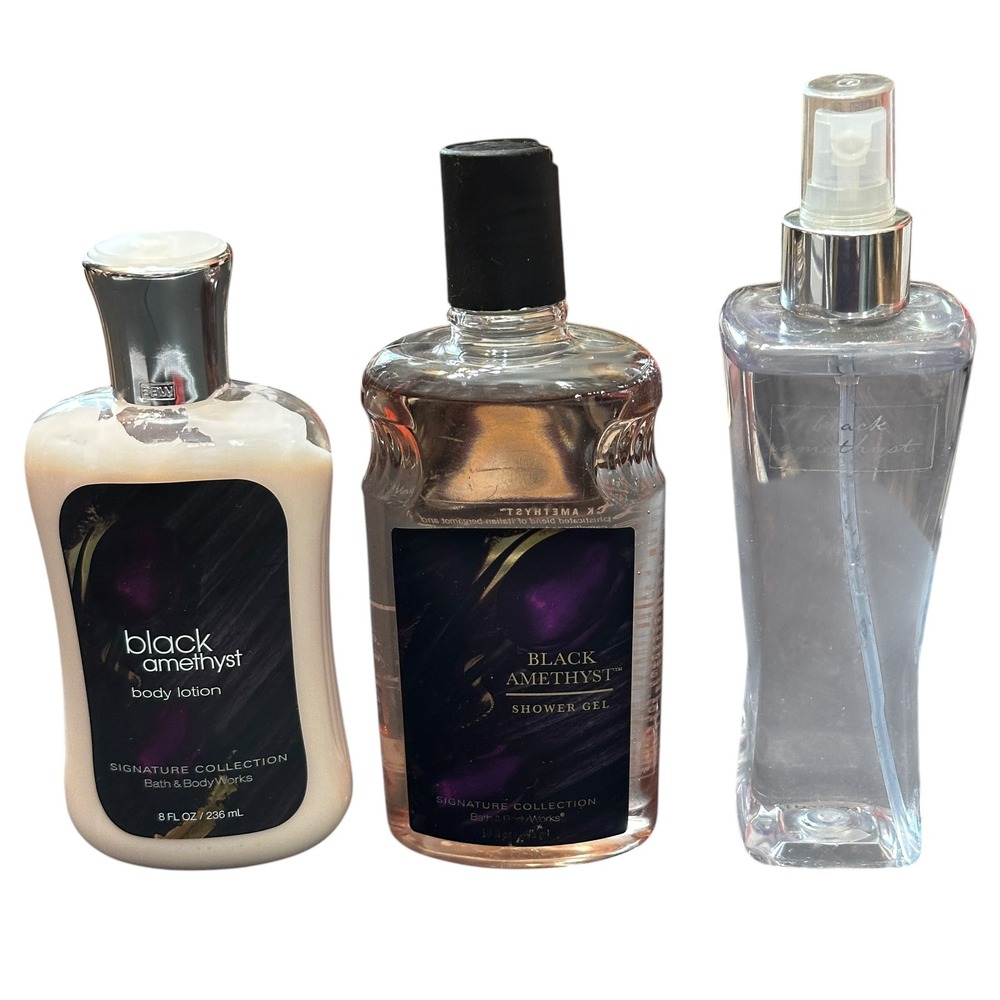 Bath & Body Works Black Amethyst Body Lotion Shower Gel‎ Fragrance Mist Lot 3pc